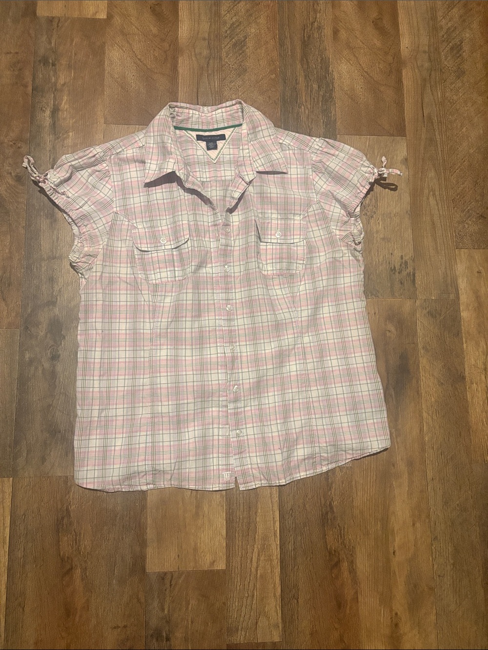 Tommy Hilfiger Y2K Pink and Green Plaid Button Shirt